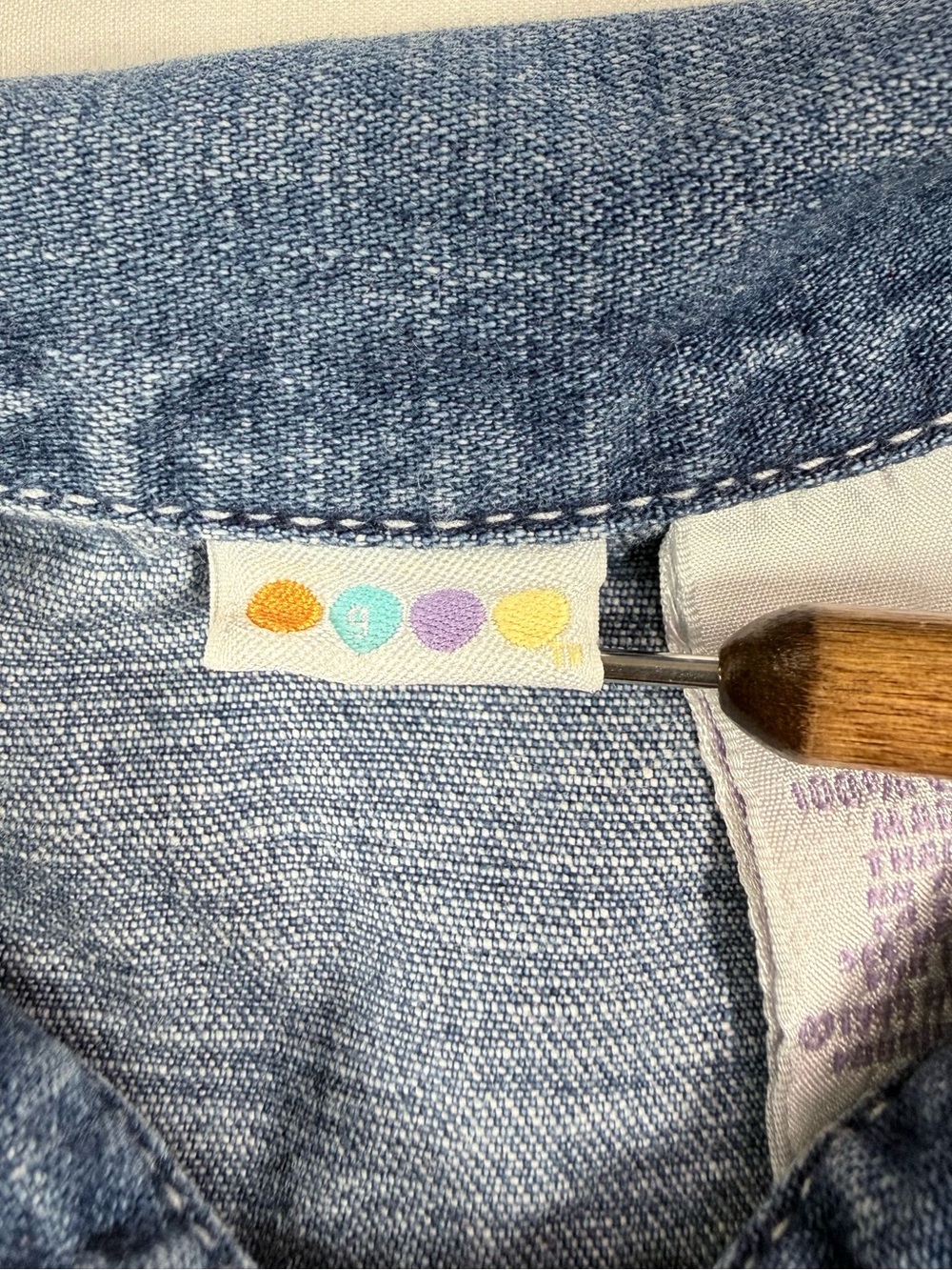 VINTAGE GYMBOREE Girls Forget Me Not Denim Trucker Jacket 3T Y2K Cottagecore 90s - Picture 4 of 12